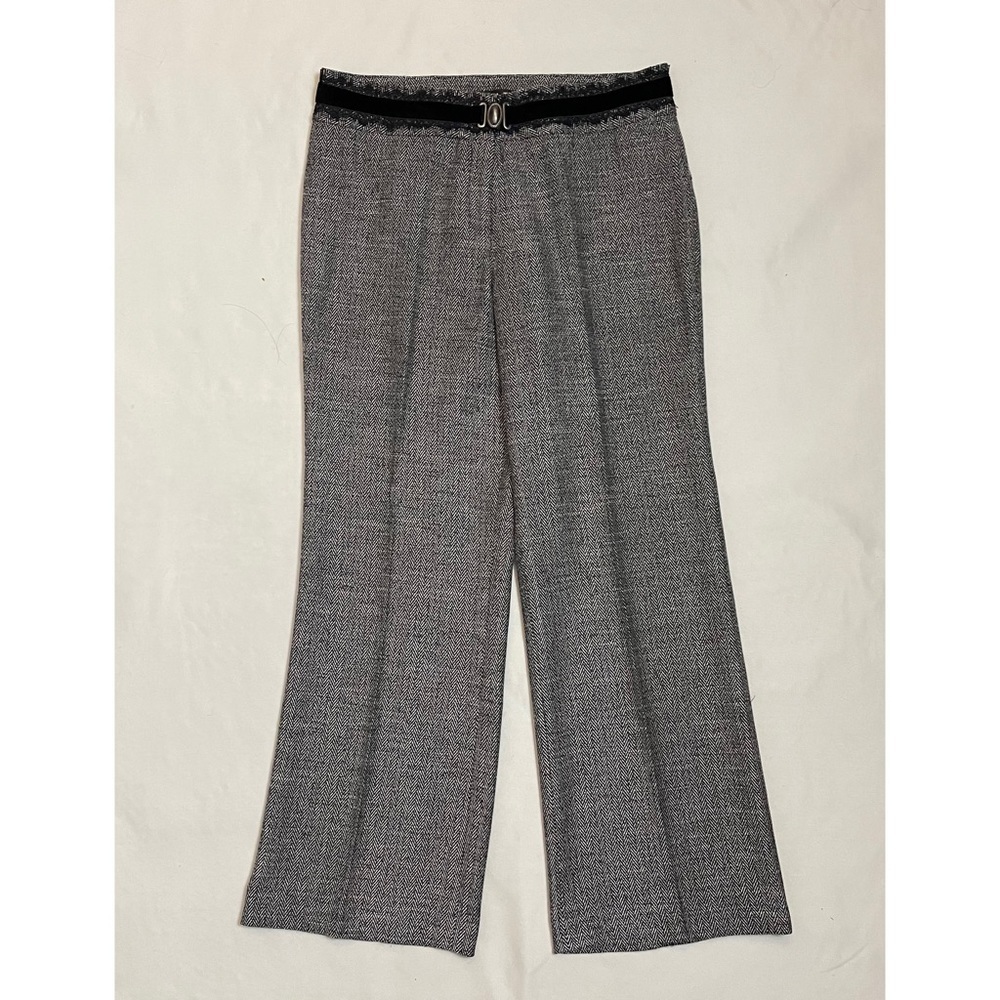 Penta Herringbone Grey Velvet Lace Waist Detail Pants Size 14